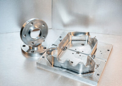 Metal mold and steel flanges. Milling industry. CNC technology.